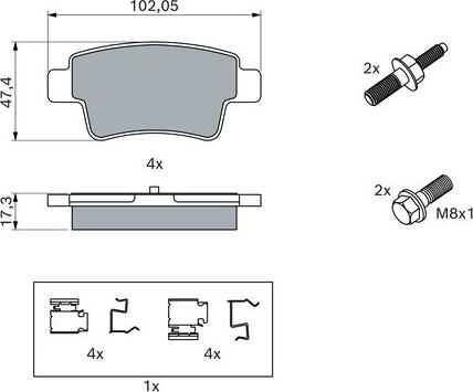 BOSCH 0 986 494 222 - Тормозные колодки, дисковые, комплект autospares.lv