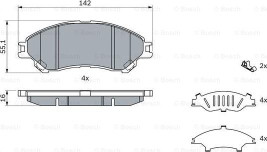 BOSCH 0 986 494 742 - Тормозные колодки, дисковые, комплект autospares.lv