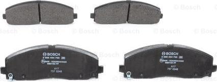 BOSCH 0 986 494 769 - Тормозные колодки, дисковые, комплект autospares.lv