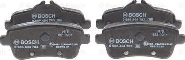 BOSCH 0 986 494 783 - Тормозные колодки, дисковые, комплект autospares.lv