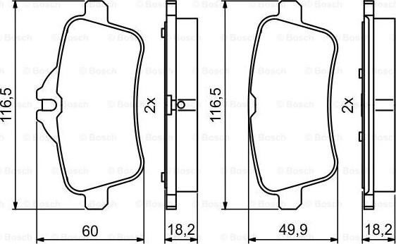 BOSCH 0 986 494 783 - Тормозные колодки, дисковые, комплект autospares.lv