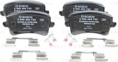 BOSCH 0 986 494 733 - Тормозные колодки, дисковые, комплект autospares.lv