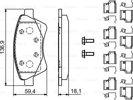 BOSCH 0 986 494 725 - Тормозные колодки, дисковые, комплект autospares.lv