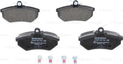 BOSCH 0 986 494 726 - Тормозные колодки, дисковые, комплект autospares.lv