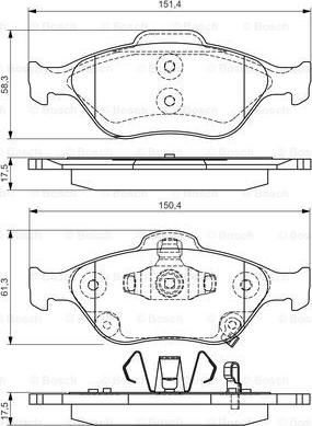 BOSCH 0 986 495 093 - Тормозные колодки, дисковые, комплект autospares.lv