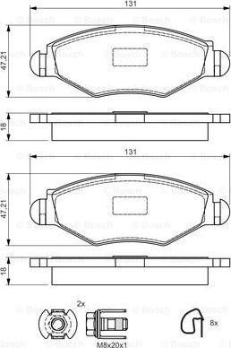 BOSCH 0 986 495 052 - Тормозные колодки, дисковые, комплект autospares.lv