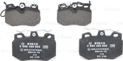 BOSCH 0 986 490 800 - Тормозные колодки, дисковые, комплект autospares.lv