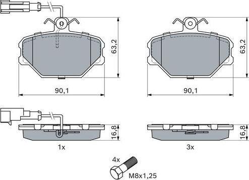 BOSCH 0 986 491 050 - Тормозные колодки, дисковые, комплект autospares.lv