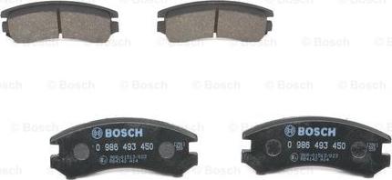 BOSCH 0 986 493 450 - Тормозные колодки, дисковые, комплект autospares.lv