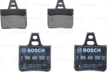 BOSCH 0 986 460 958 - Тормозные колодки, дисковые, комплект autospares.lv