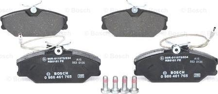 BOSCH 0 986 461 765 - Тормозные колодки, дисковые, комплект autospares.lv