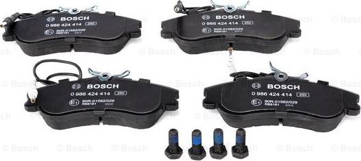 BOSCH 0 986 424 414 - Тормозные колодки, дисковые, комплект autospares.lv