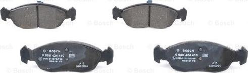 BOSCH 0 986 424 410 - Тормозные колодки, дисковые, комплект autospares.lv