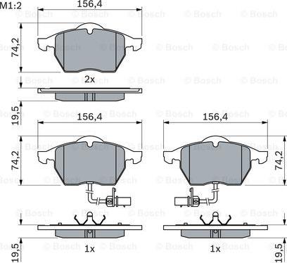 BOSCH 0 986 424 482 - Тормозные колодки, дисковые, комплект autospares.lv