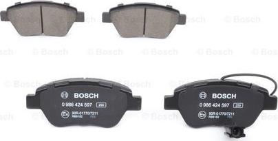 BOSCH 0 986 424 597 - Тормозные колодки, дисковые, комплект autospares.lv