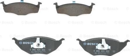 BOSCH 0 986 424 502 - Тормозные колодки, дисковые, комплект autospares.lv