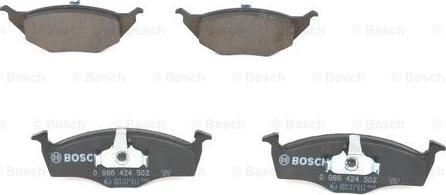 BOSCH 0 986 424 502 - Тормозные колодки, дисковые, комплект autospares.lv