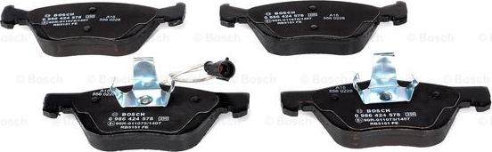 BOSCH 0 986 424 578 - Тормозные колодки, дисковые, комплект autospares.lv