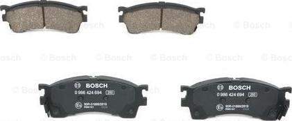 BOSCH 0 986 424 694 - Тормозные колодки, дисковые, комплект autospares.lv