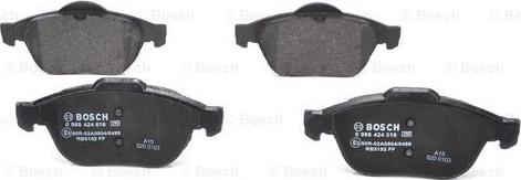 BOSCH 0 986 424 616 - Тормозные колодки, дисковые, комплект autospares.lv