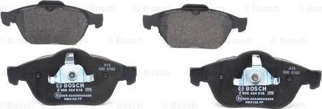 BOSCH 0 986 424 616 - Тормозные колодки, дисковые, комплект autospares.lv