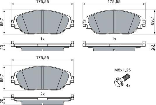 BOSCH 0 986 424 628 - Тормозные колодки, дисковые, комплект autospares.lv