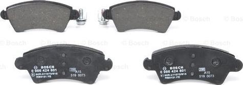 BOSCH 0 986 424 801 - Тормозные колодки, дисковые, комплект autospares.lv