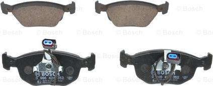 BOSCH 0 986 424 352 - Тормозные колодки, дисковые, комплект autospares.lv