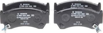 BOSCH 0 986 424 369 - Тормозные колодки, дисковые, комплект autospares.lv