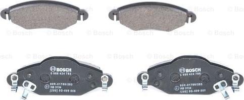 BOSCH 0 986 424 788 - Тормозные колодки, дисковые, комплект autospares.lv