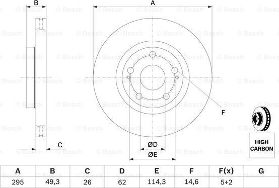 BOSCH 0 986 479 454 - Тормозной диск autospares.lv