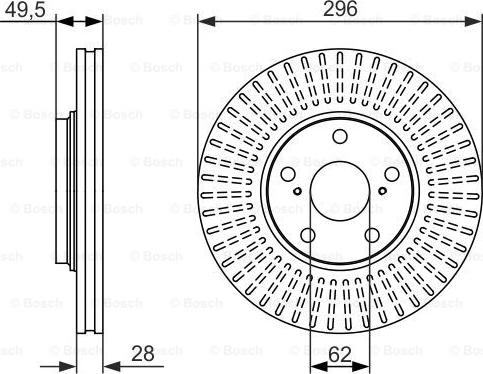 BOSCH 0 986 479 664 - Тормозной диск autospares.lv