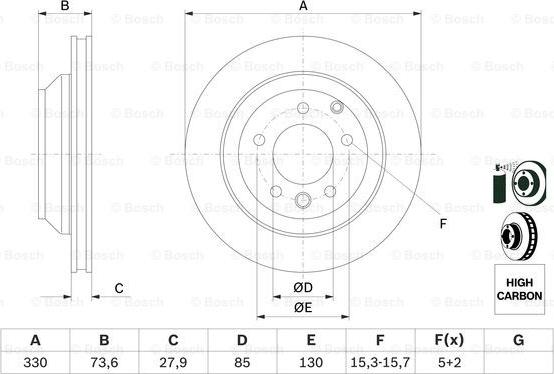 BOSCH 0 986 479 095 - Тормозной диск autospares.lv