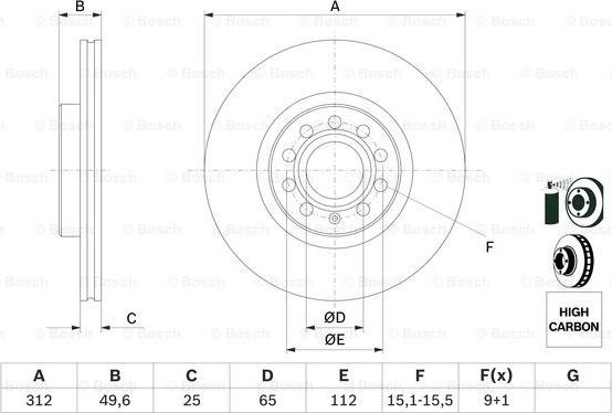 BOSCH 0 986 479 058 - Тормозной диск autospares.lv