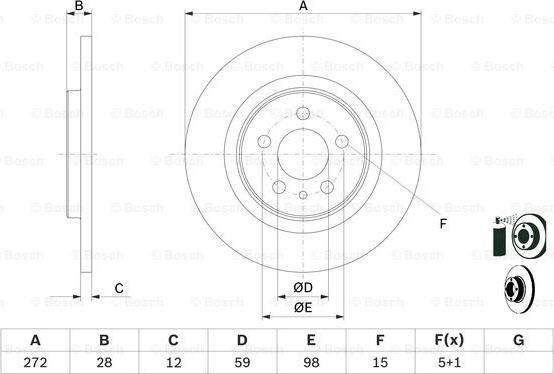 BOSCH 0 986 479 064 - Тормозной диск autospares.lv