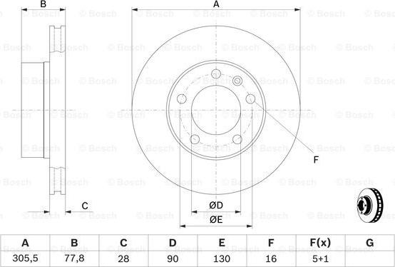 BOSCH 0 986 479 001 - Тормозной диск autospares.lv