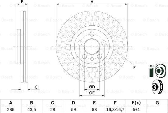 BOSCH 0 986 479 114 - Тормозной диск autospares.lv