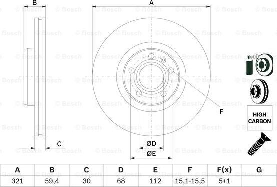 BOSCH 0 986 479 300 - Тормозной диск autospares.lv