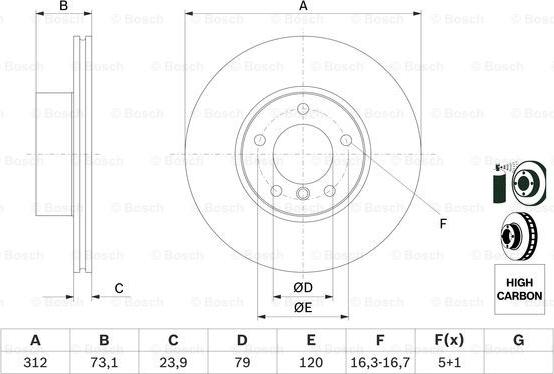 BOSCH 0 986 479 381 - Тормозной диск autospares.lv