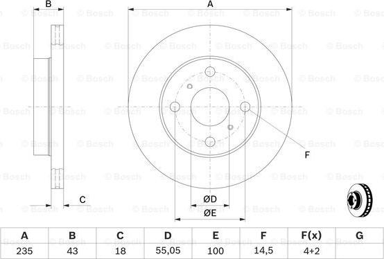 BOSCH 0 986 479 244 - Тормозной диск autospares.lv