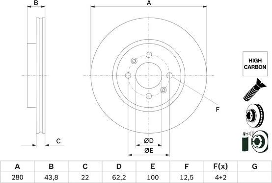 BOSCH 0 986 479 E98 - Тормозной диск autospares.lv