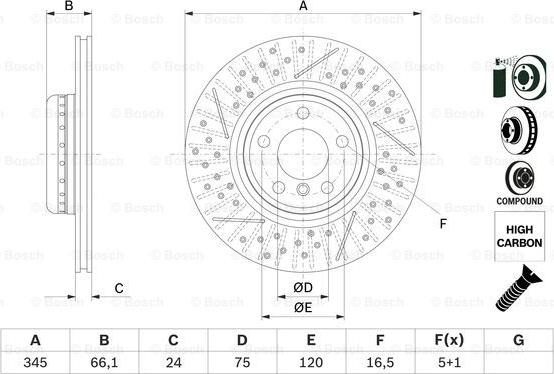 BOSCH 0 986 479 E05 - Тормозной диск autospares.lv