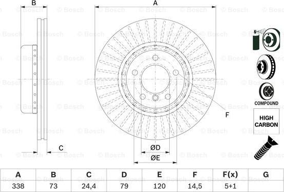 BOSCH 0 986 479 E22 - Тормозной диск autospares.lv