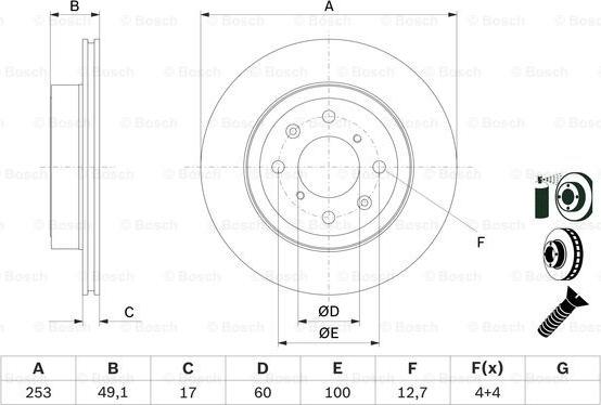 BOSCH 0 986 479 E75 - Тормозной диск autospares.lv