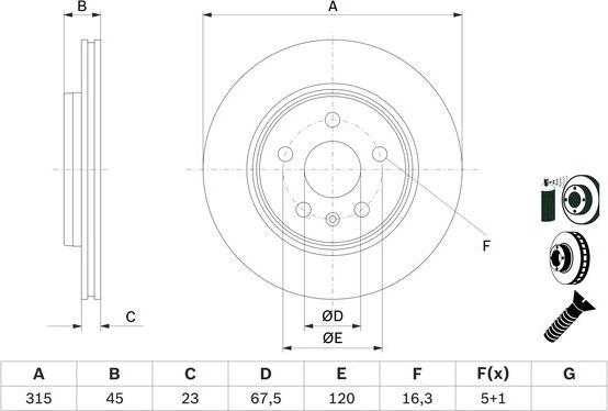 BOSCH 0 986 479 F53 - Тормозной диск autospares.lv