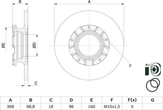 BOSCH 0 986 479 F62 - Тормозной диск autospares.lv