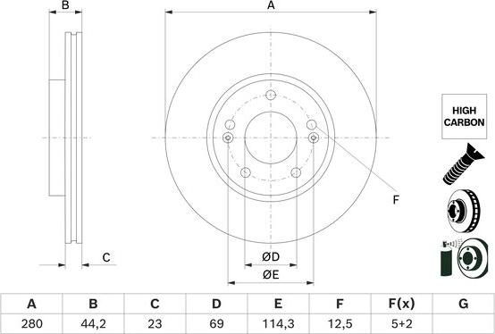 BOSCH 0 986 479 F36 - Тормозной диск autospares.lv