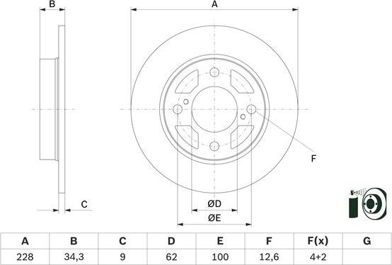 BOSCH 0 986 479 F38 - Тормозной диск autospares.lv