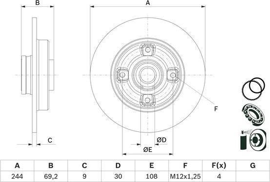 BOSCH 0 986 479 F74 - Тормозной диск autospares.lv