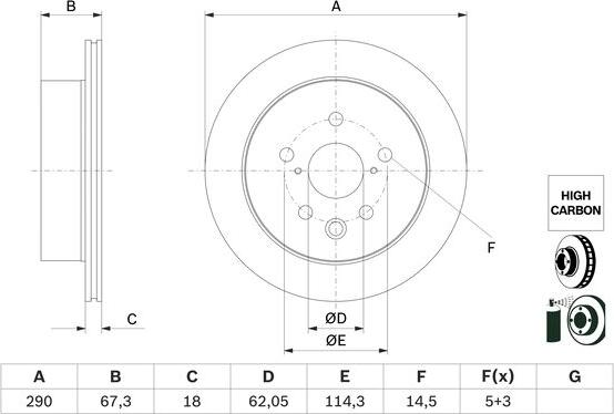 BOSCH 0 986 479 G64 - Тормозной диск autospares.lv